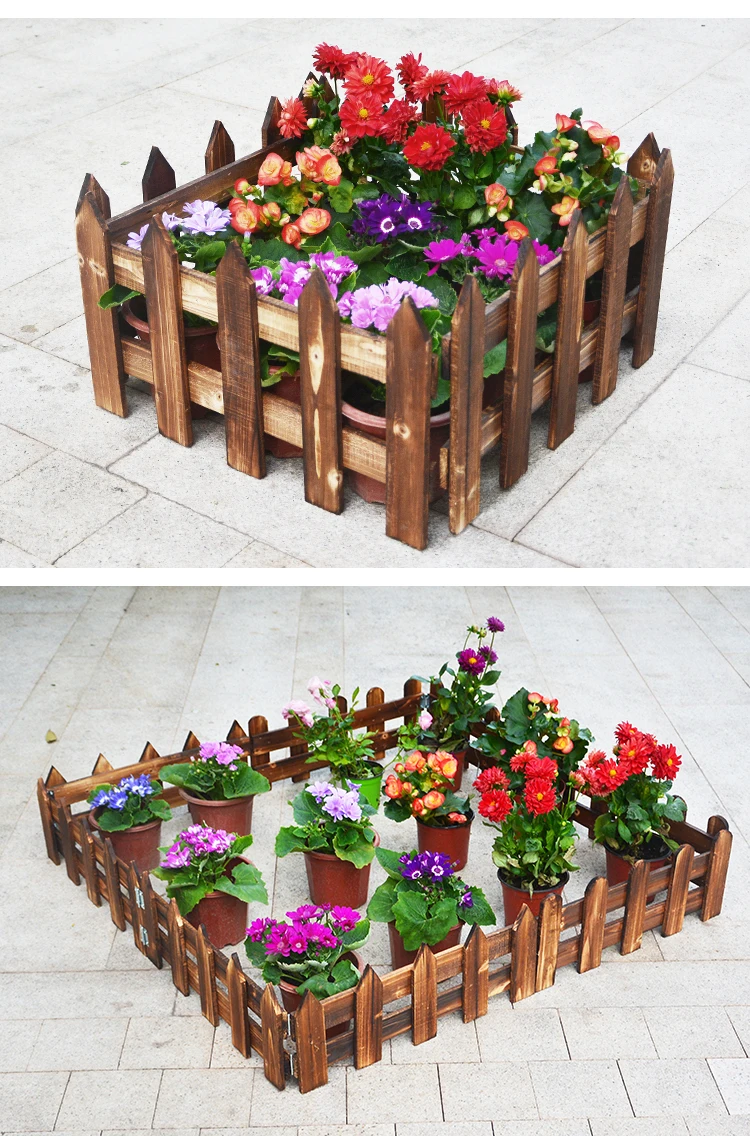 20/30/40/50cm Carbonized antiseptic Wooden pile fence Garden wood fence Balcony courtyard decoration Flowerbed wood Small fence