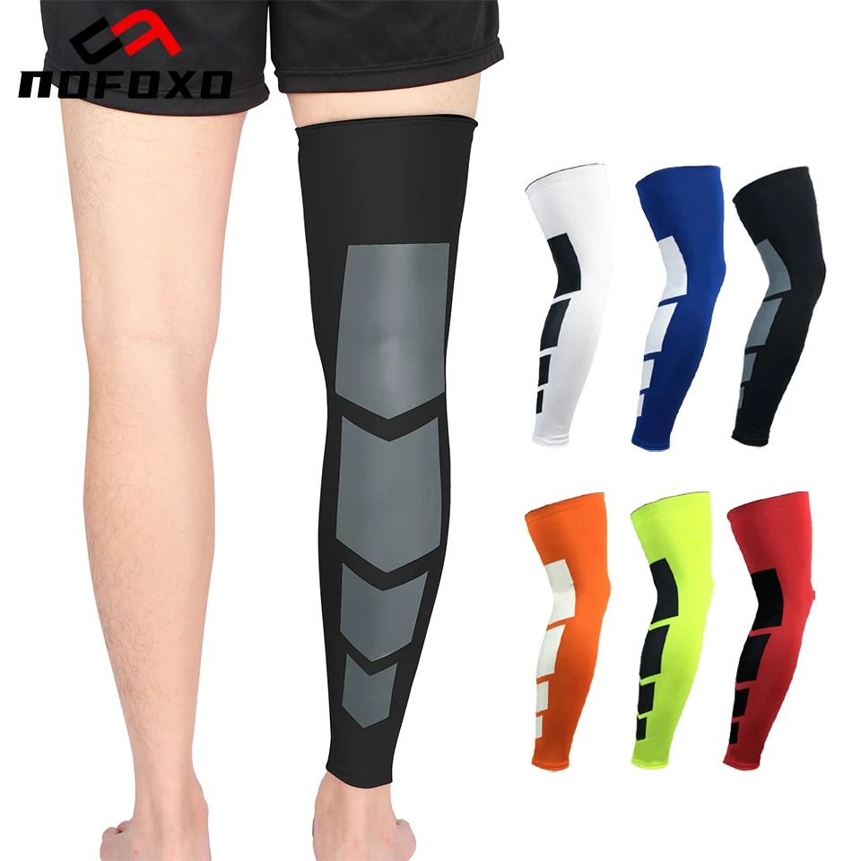 NOFOXO 1PCS Leg Compression UV Protection Knee Pads Anti-slip Sleeves Calf Protectors Knee Brace Sports Basketball Cycling
