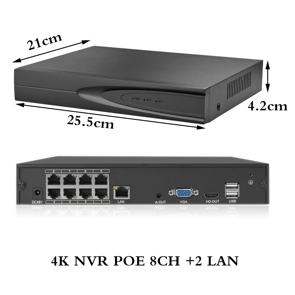 H.265 8CH 4K 8MP POE NVR AI Smart Recording Surveillance Network Video Recorder 5MP 1080P Up To 14TB HDD Plug And Play