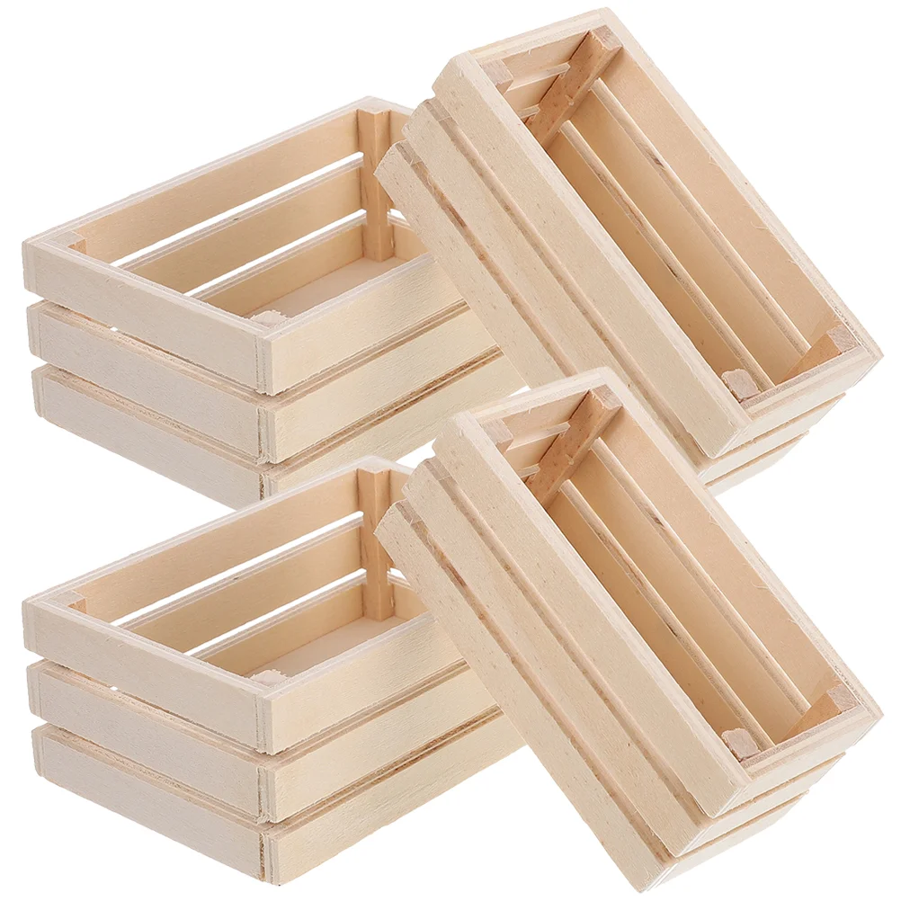 

4 Pcs House Storage Basket Miniature Things Ornament Accessories 117x8x45cm Tiny Stuff Miniatures Crate