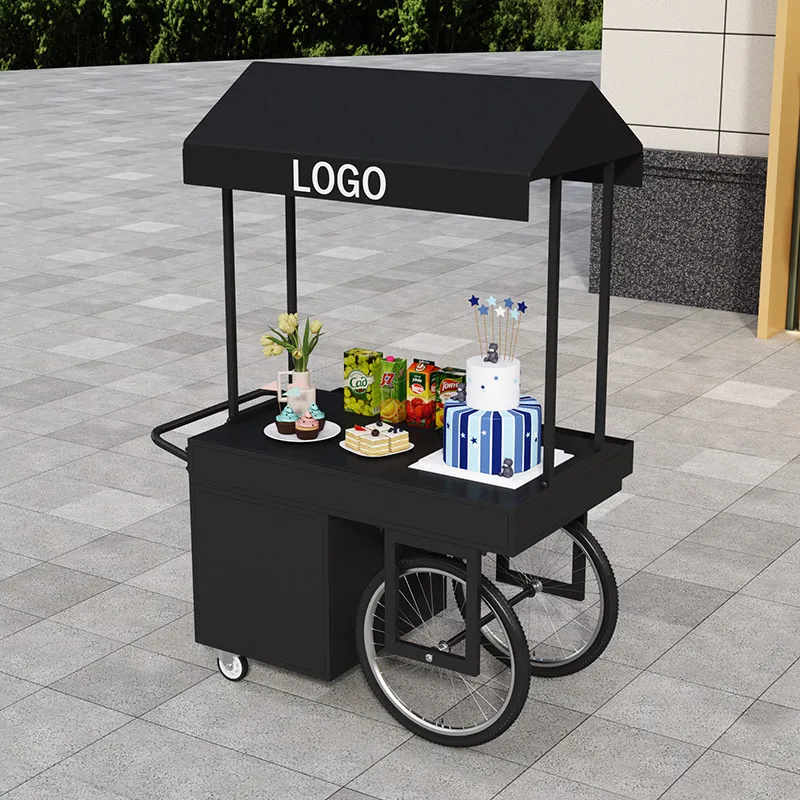 Stall trolley Outdoor wrought iron sales cart Movable display stand Market dining car