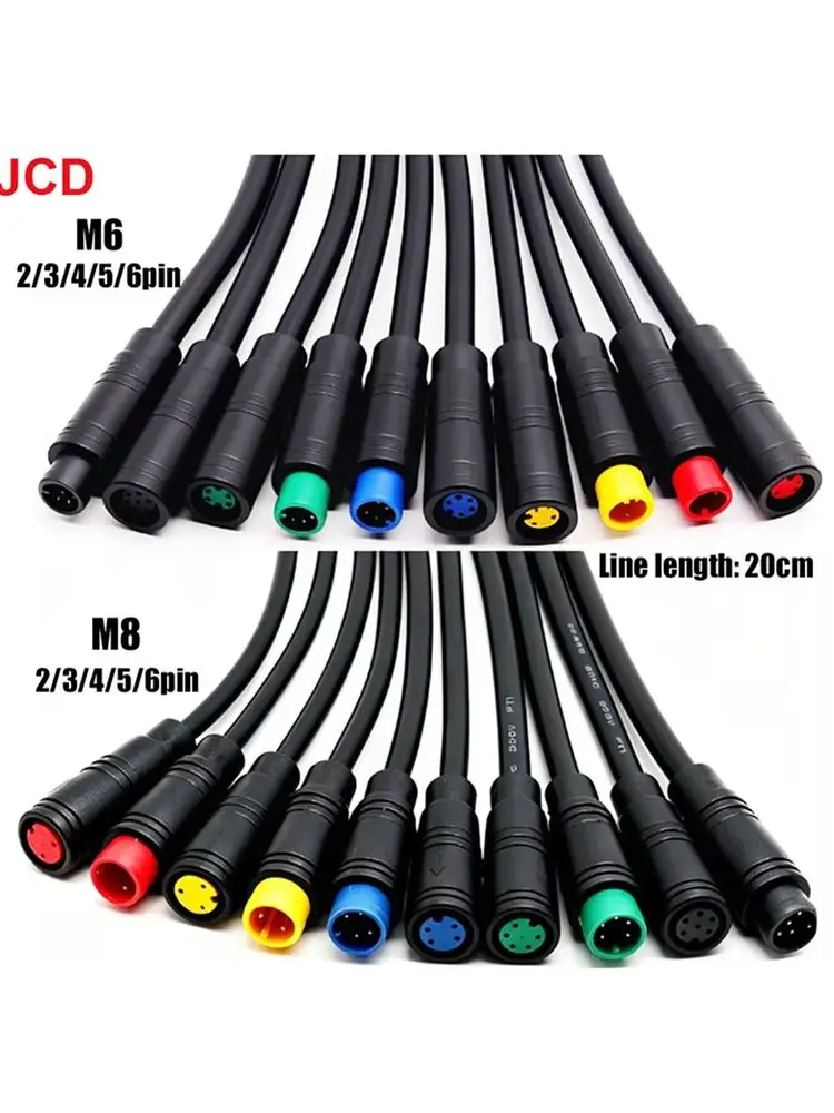 JCD M6 M8 2/3/4/5/6Pin Core 6mm Male Female Julet Electric Ebike Butt Plug Connector Cable Signal Sensor Waterproof Scooter Wire