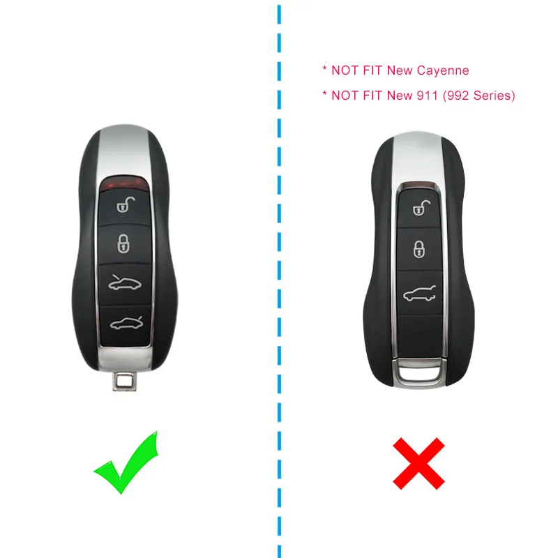 Slim Smart Car Key Fob Case Cover Keychain For Porsche Cayenne Macan Panamera 718 Boxster Cayman Spyder 911 Black Transparent