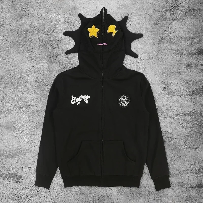Women Men Y2K Fashion Hoodie Letter Graphics Print Zip Hoodie Clothes Women Hip-hop Long Sleeve Sweatshirt Oversized Top