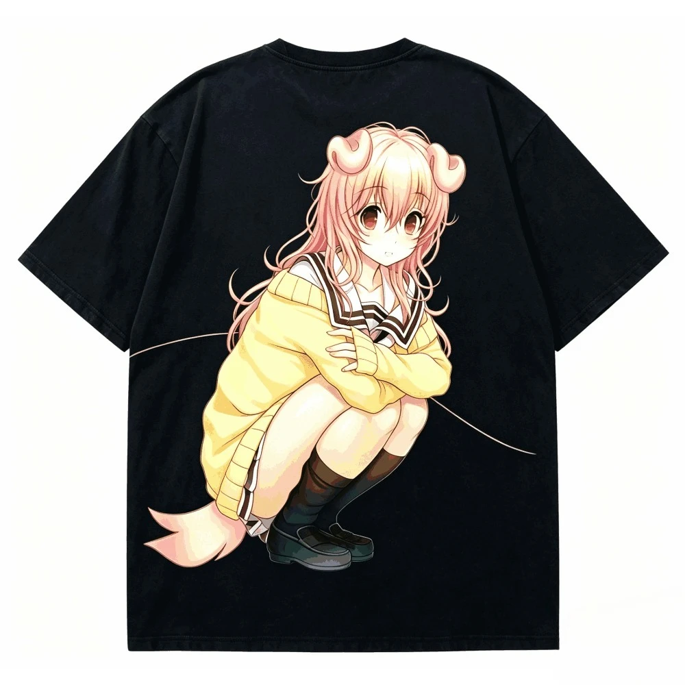 Super Sonico Anime Graphic T-shirt Vintage Washed Manga Merch Harajuku Unisex Oversized Crew Neck Cotton Short Sleeve Tee Tops