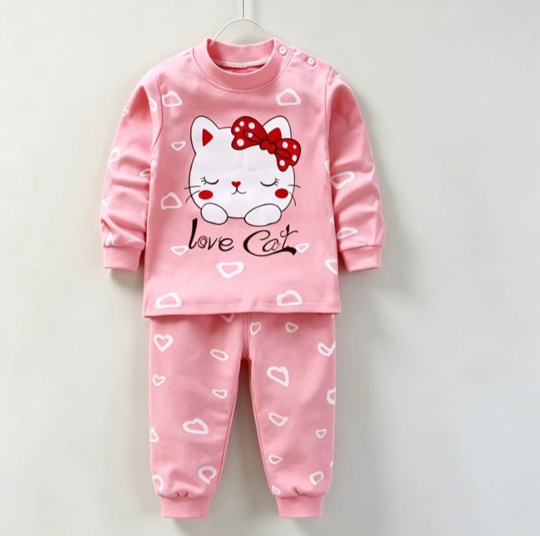 Infant Kids Cotton Sleep Suit Baby Long Sleeve Crew Neck Shirts And Pants Toddler Suits Animal Cartoon Pattern Costume Child Set