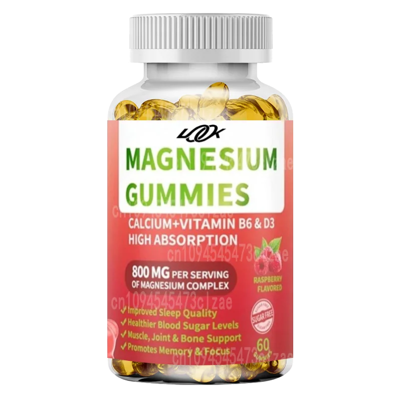 Magnesium Glycinate Gummies, 800 Milligrams Per Serving, Contain Magnesium Malate, Calcium, Vitamin D3, B6