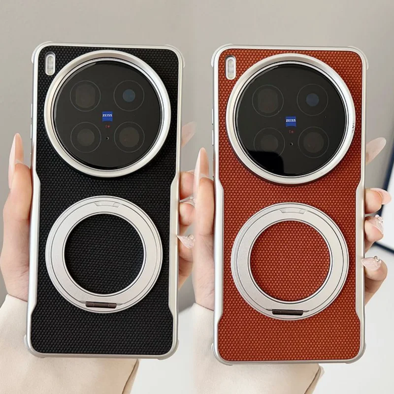 

Чехол для VIVO X200 Ultra, роскошный жесткий чехол из искусственной кожи с кольцевой подставкой, магнитная защитная задняя крышка, чехол для VIVO X200 Pro Mini X200S Shell