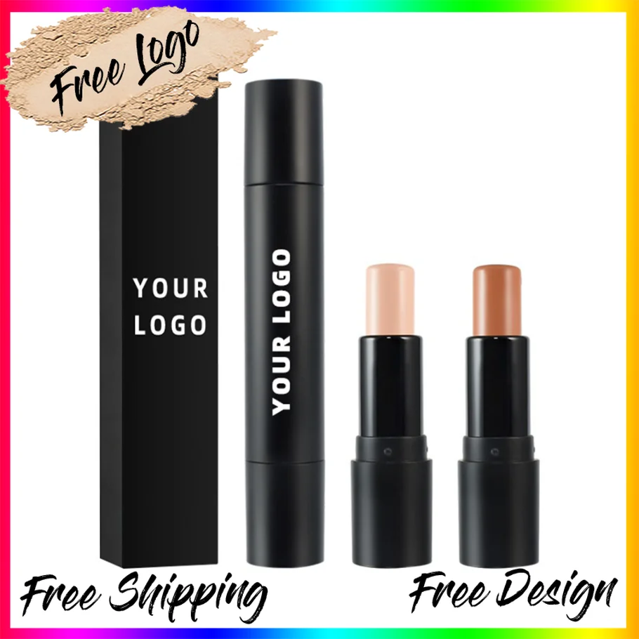 

Vegan Makeup Private Label Custom Logo Wholesale Dual Ended Contour Highlighter Stick Nose Shadow V Face Brightening 2 in 1
