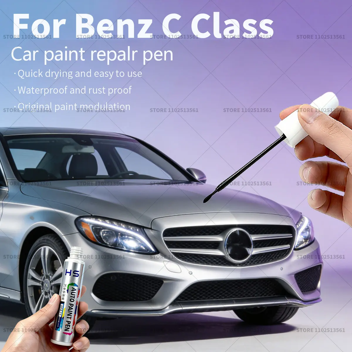 Car Paint Repair Pen Touch Up Scratch Remover DIY Auto Accessories For Mercedes-Benz C-Class Blue 896 970 White 702 Silver 859