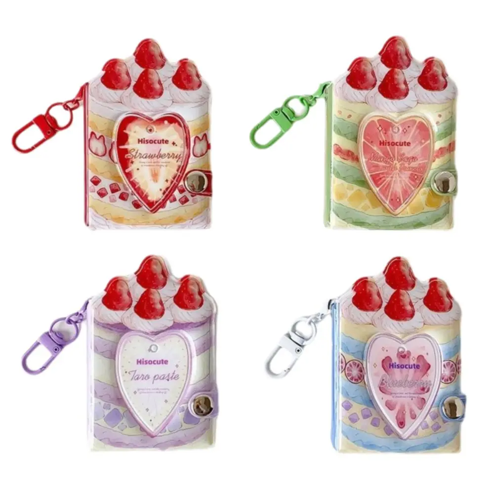 1 Inch Photocard Binder Album 32 Pockets with Keychain Mini Photo Album PVC Sweet Kpop Photo Card Book Holder Backpack Decor