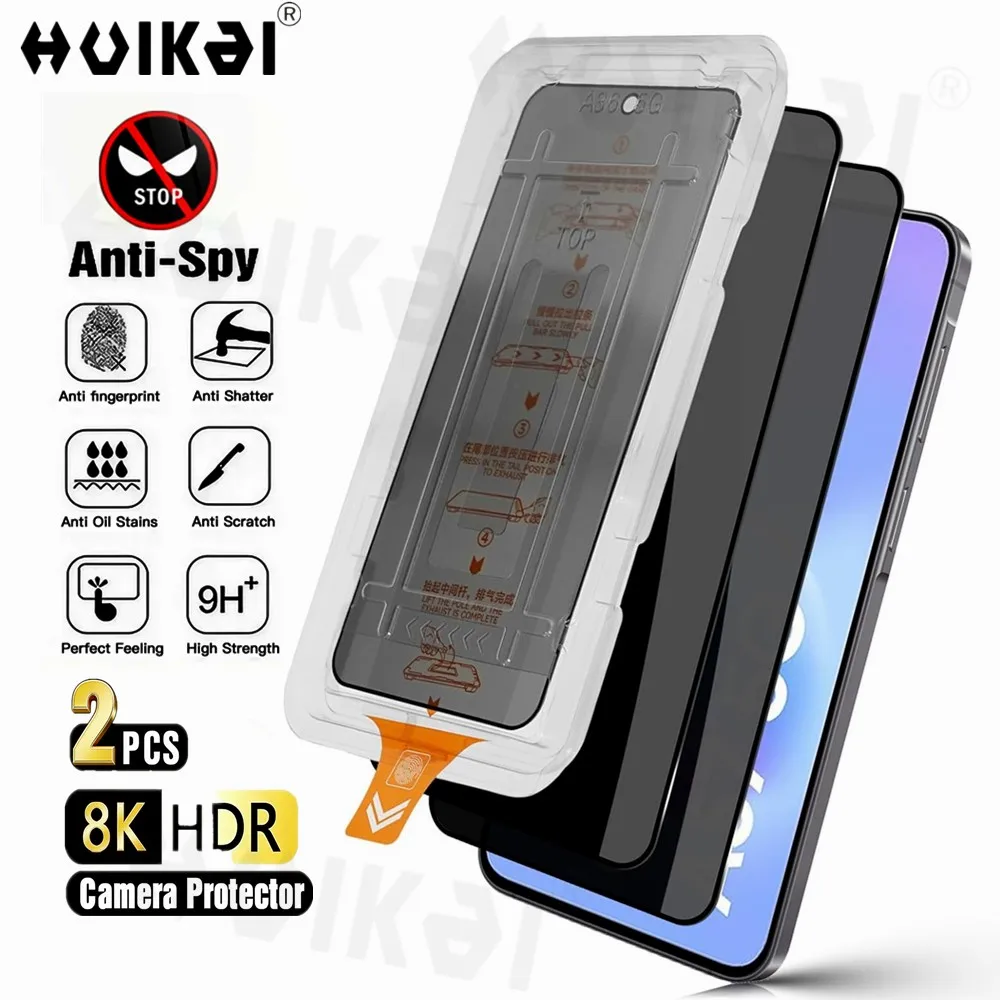 

2 Pack For Samsung Galaxy A57 A37 A56 A36 A26 A17 A16 A55 Privacy Tempered Glass Screen Protector Auto Dust Elimination Bubble