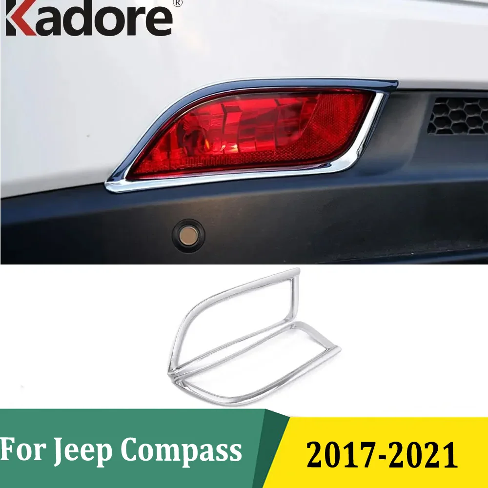 For Jeep Compass 2017 2018 2019 2020 2021 Chrome Rear Fog Lights Cover Trim Tail Foglight Lamp Frame Exterior Car Accessories