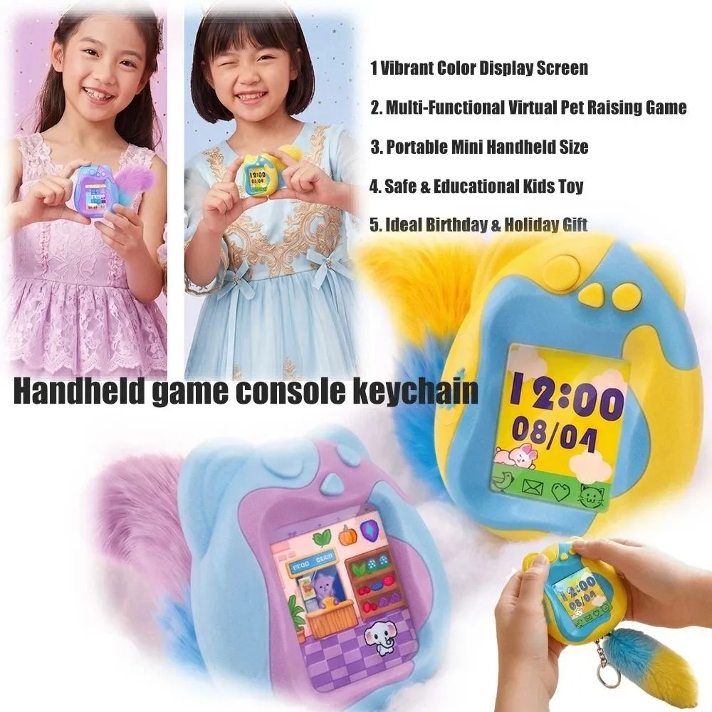Machine Color Screen Virtual Pet Keychain Mini Portable Pet Game Console Electronic LCD Screen Mini Electronic Pet Kids