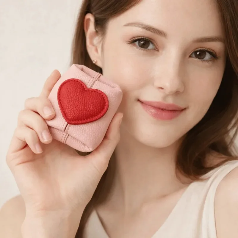 1/2 Pcs Data Cable Storage Bag Zero Wallet Daily Commuting Color Blocking Mouth Red Envelope Love Cute Headphone Bag