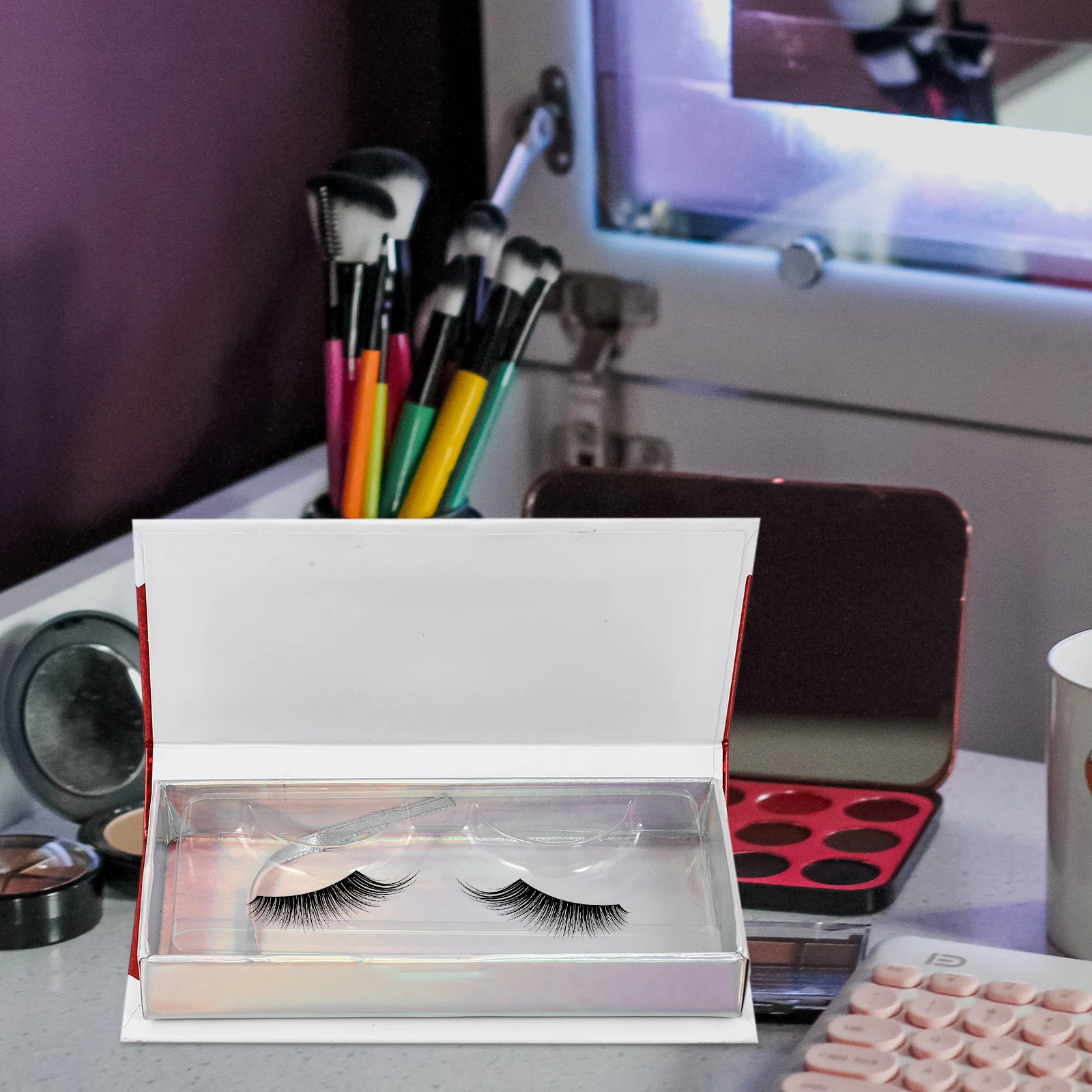 

2pcs Fake Box Large Capacity Eyelash Storage Organizer Travel Portable Case For False Lashes Protection Eyelash Container