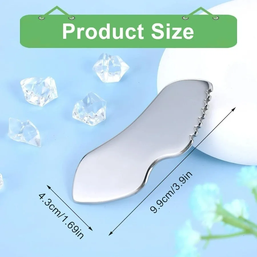 1Pc Ergonomic Stainless Steel Gua Sha Tool for Face & Body, Includes Storage Pouch, Manual Scraper for Home Travel Daily Use