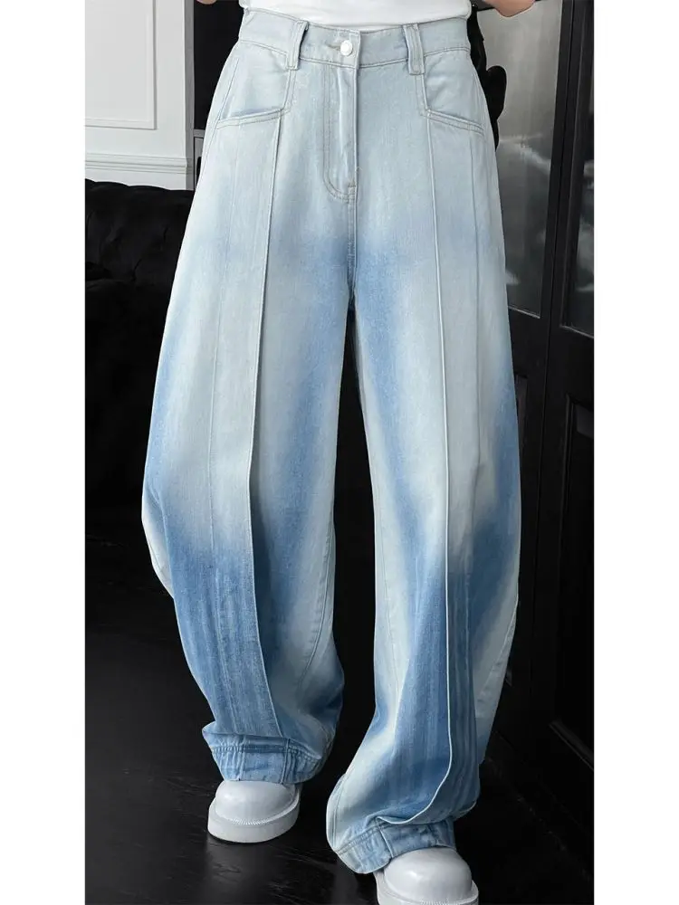 American Heritage Jeans 2025 Wide Leg Vintage Wash Unisex Oversized Denim Pants Artisanal Detailing Spring Summer Essential