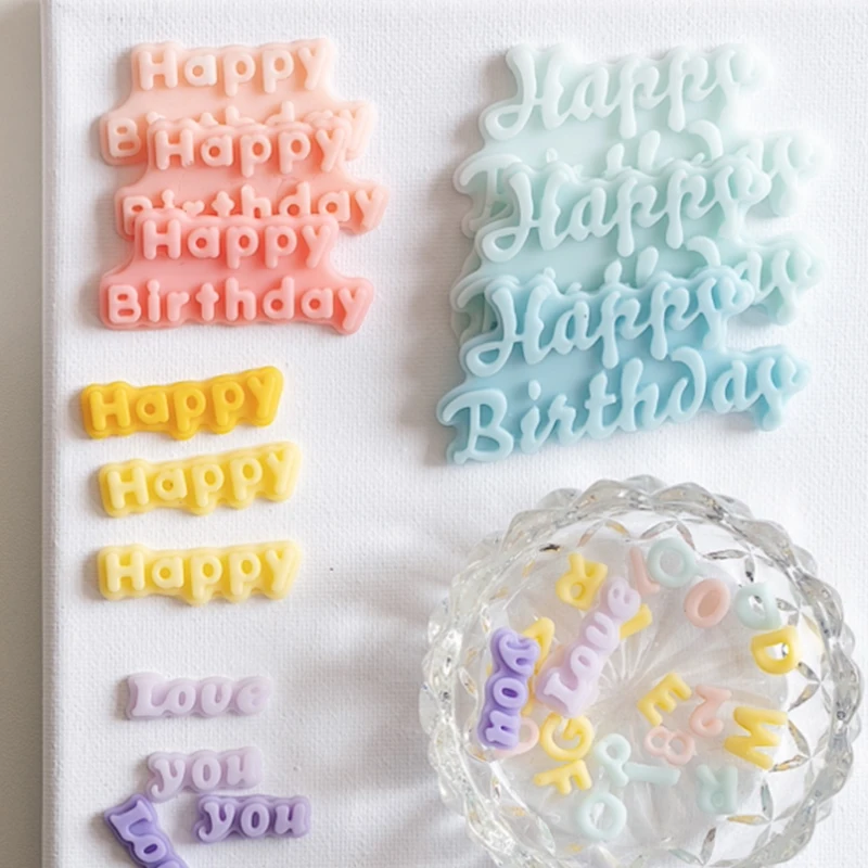 Happy Birthday Love You Alphabet Number Mold Collection, Scented Candle, DIY Cake, Chocolate Moulds, Kitchen Baking Supplies