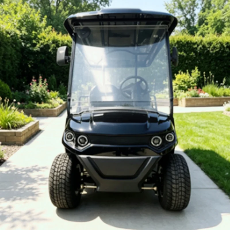 Hot Selling 2 Seater Electric Golf Cart For Resort Hotel Airport Car With 12-Inch Off-Road Tires Side Mirror With Turning Light