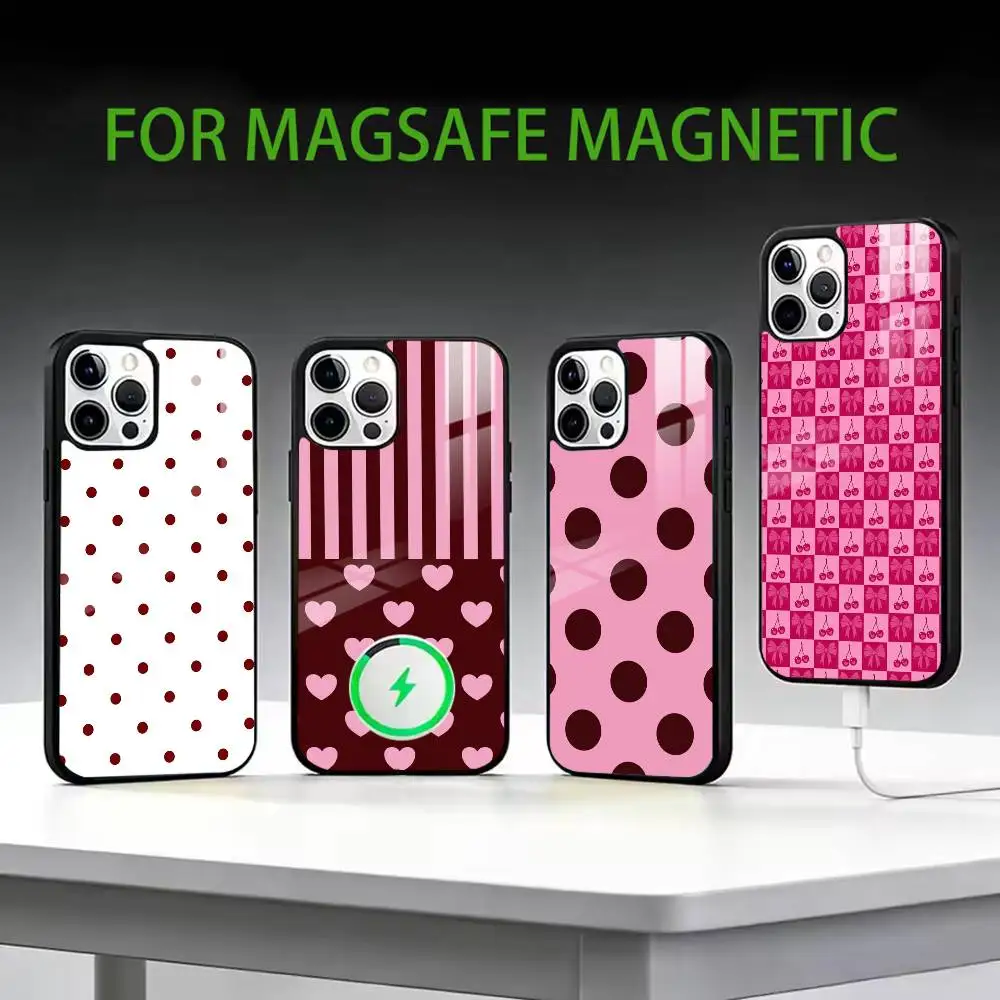 

Luxury Ins B-Brown Red p-Polka Dots Phone Case For iPhone17,16,15,14,13,12,11Plus,Pro Max Magnetic For Magsafe Wireless Charging
