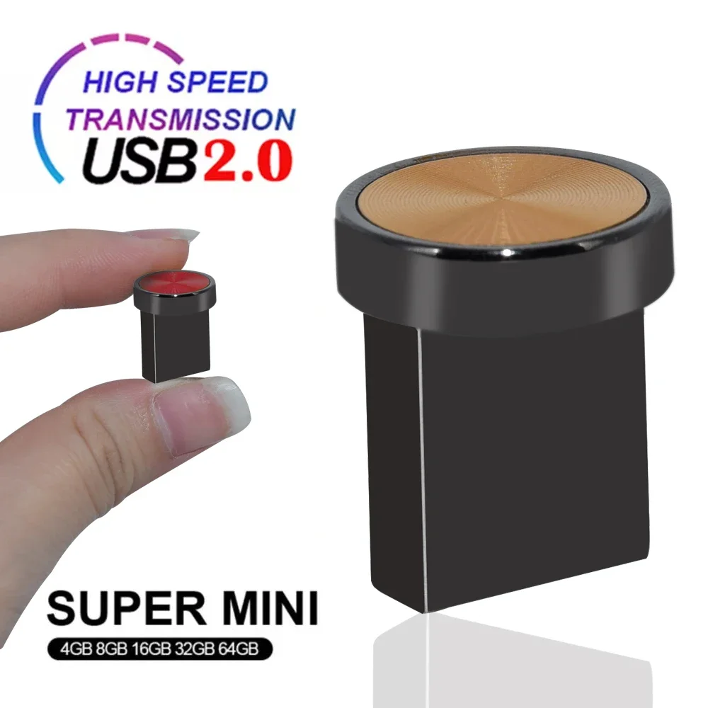 Super Mini Pendrive 64GB Pen Drive impermeable 16GB 8GB Metal Memoria Usb Flash Drive 32GB Memoria Flash 2,0 Cle Usb Stick Key