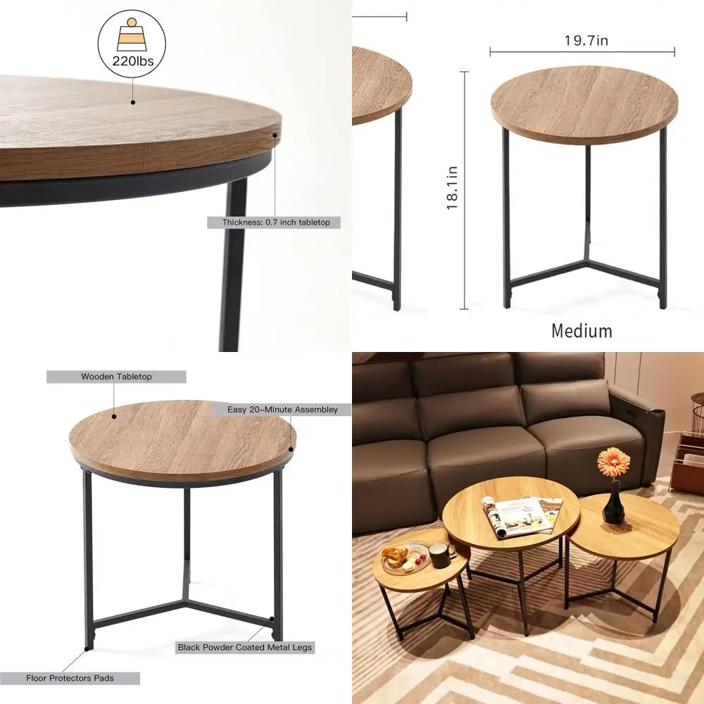 

Modern Stackable End Table Set for Living Room and Bedroom, 3-Piece Nesting Coffee Side Tables