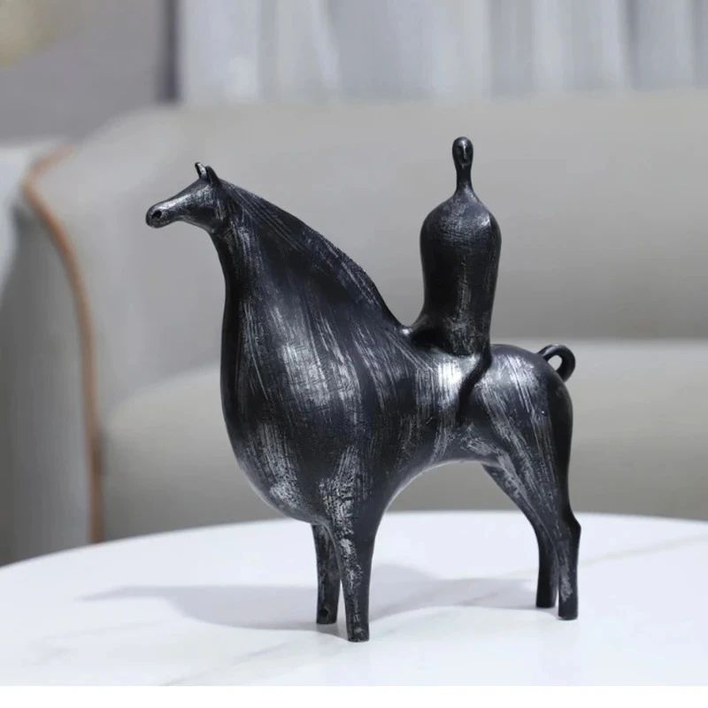 Estatua de Jinete de Arte Abstracto, Decoración de Escritorio, Figuras Minimalistas de Jinete, Escultura de Resina, Adornos, Decoración Estética para Habitación