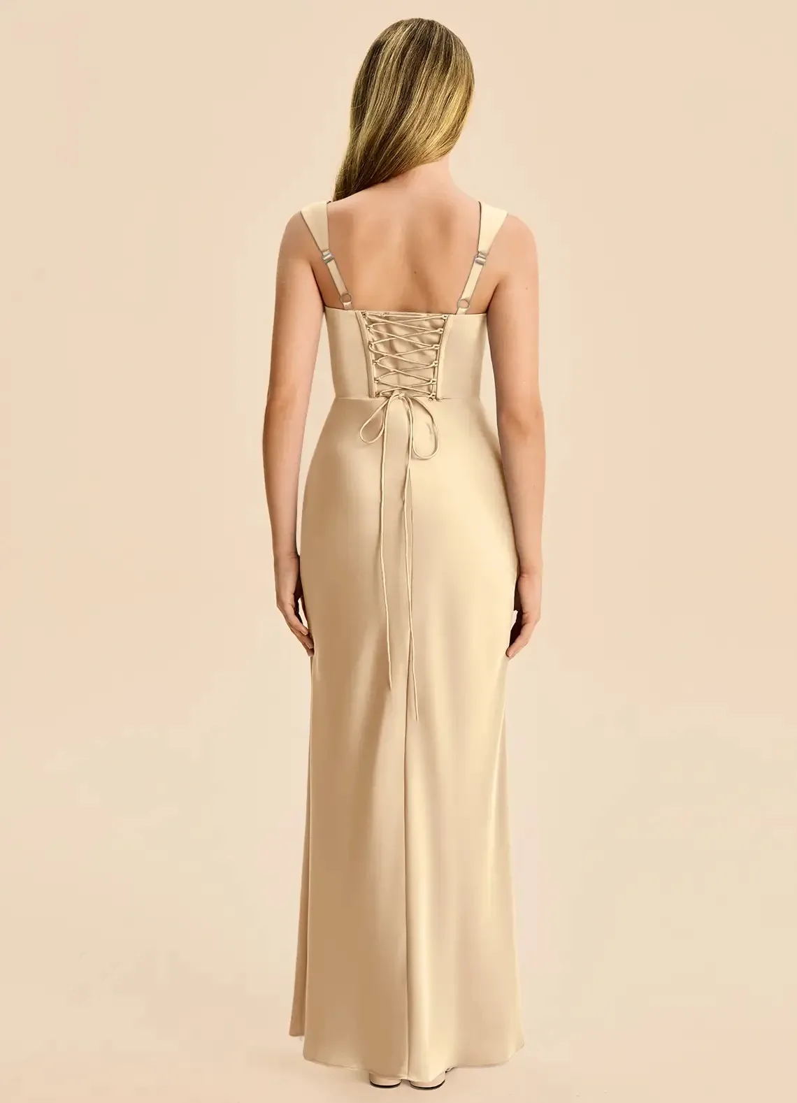 Cswdocy Elegant Girls Bridesmaid Dress Square Neck Ruched Satin Mermaid Long Gown Flower Girl Dress For Pageant Formal Party