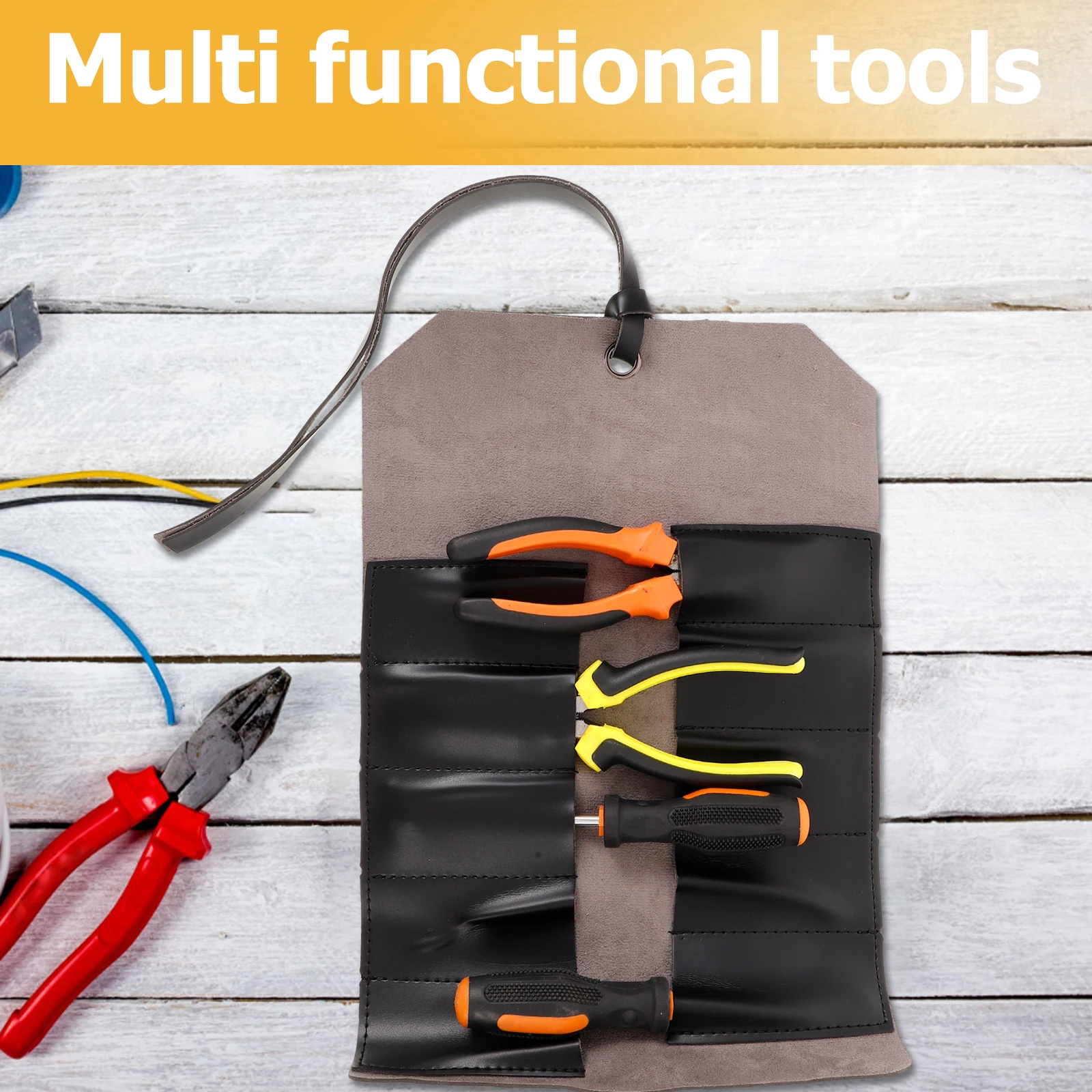 Multifunctional Tool Bag Electricians Roll Up Organizer Portable Durable Hardware Storage Mechanic Toolkit