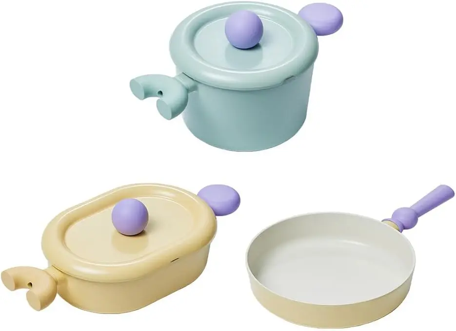 طقم أواني طهي - أوعية ومقلاة مطبخ مطلية بالسيراميك يوميًا مكونة من 5 قطع