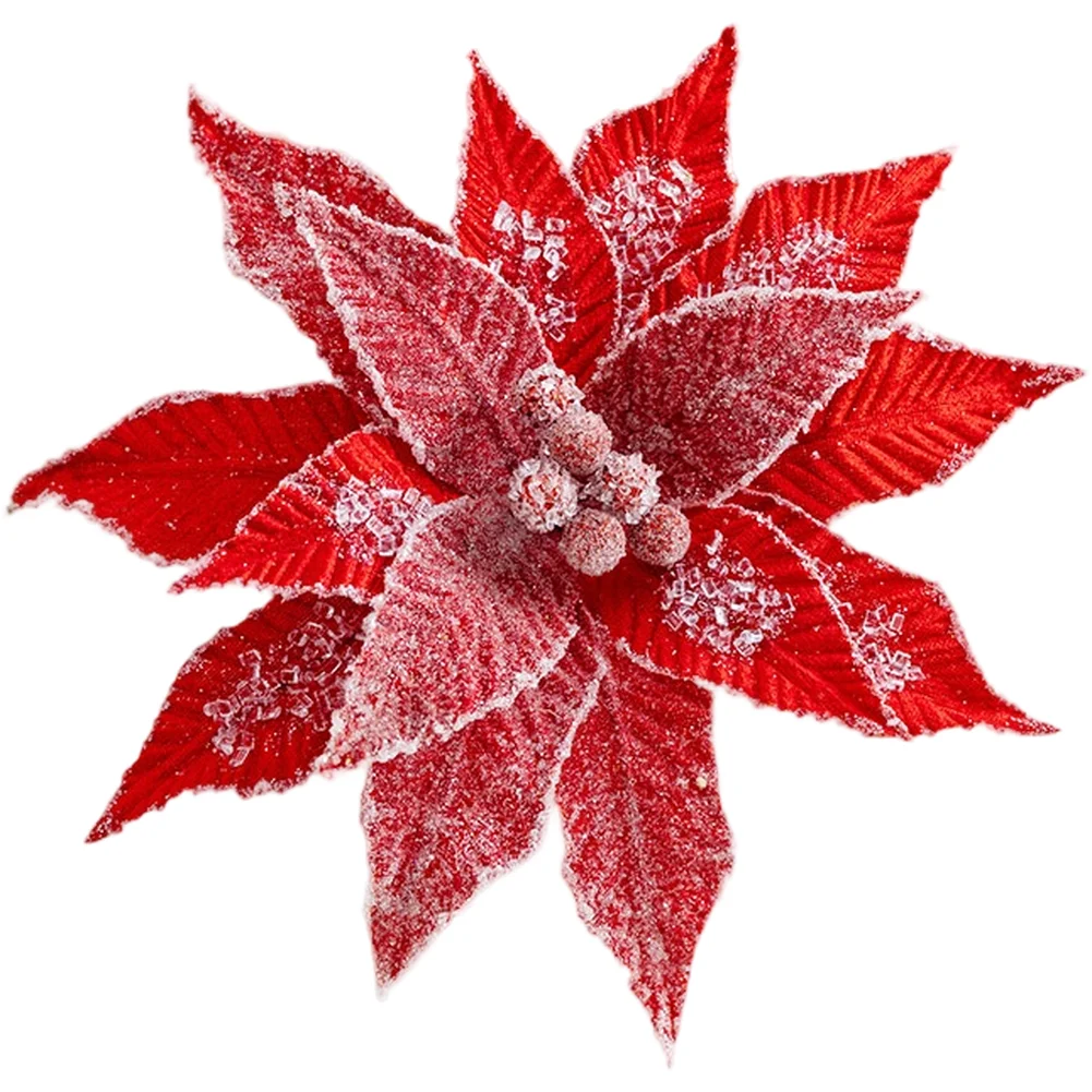 DIY-Weihnachtsbaum-Samtblume mit simuliertem Frosteffekt zum Dekorieren von Weihnachtsbäumen und saisonalen Blumenhandwerk