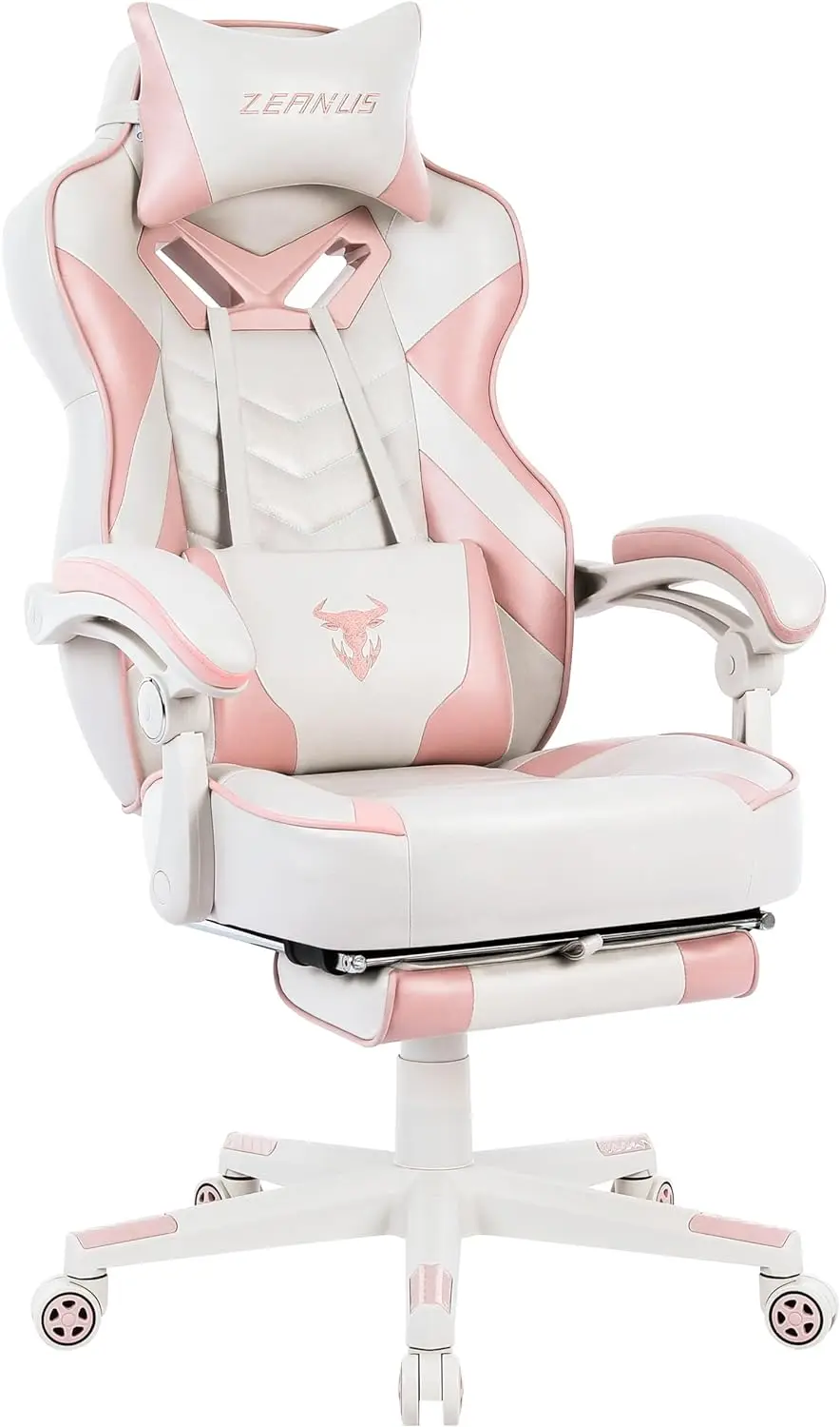 Zeanus Pink Gaming Chair Gaming Chairs for Adults PC Game Chair for Girls Computer Chair with Footrest Office Swivel Ergonomic