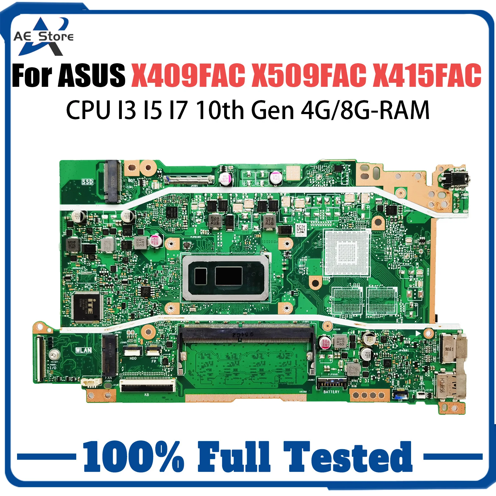 X409FAC Mainboard For ASUS VivoBook X509FAC X415FAC X515FAC X509FA Laptop Motherboard With CPU I3 I5 I7-10th Gen 4G/8G-RAM