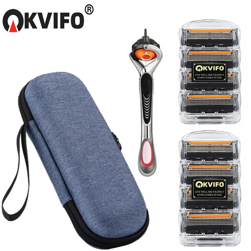 KVIFO Manual Razor For Men Three Layer Blade With Knife Holder Stainless Steel Blades No Skin Damage Old Style Blades Shaver