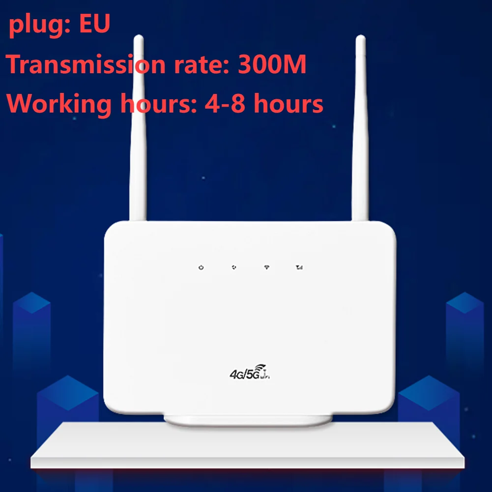 

1-5pcs 4G WIFI Router 300Mbps 4G Router Wireless Modem External Antenna with Sim Card Slot EU Plug Internet Connection