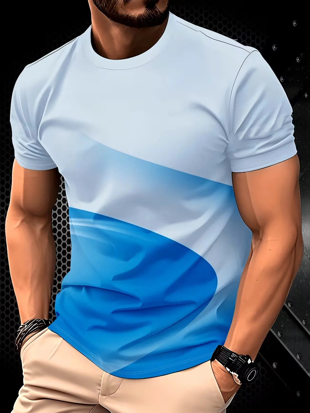 2026 summer new men's fashionable and casual 3D printed short sleeved T-shirt, men's fashionable and comfortable casual top