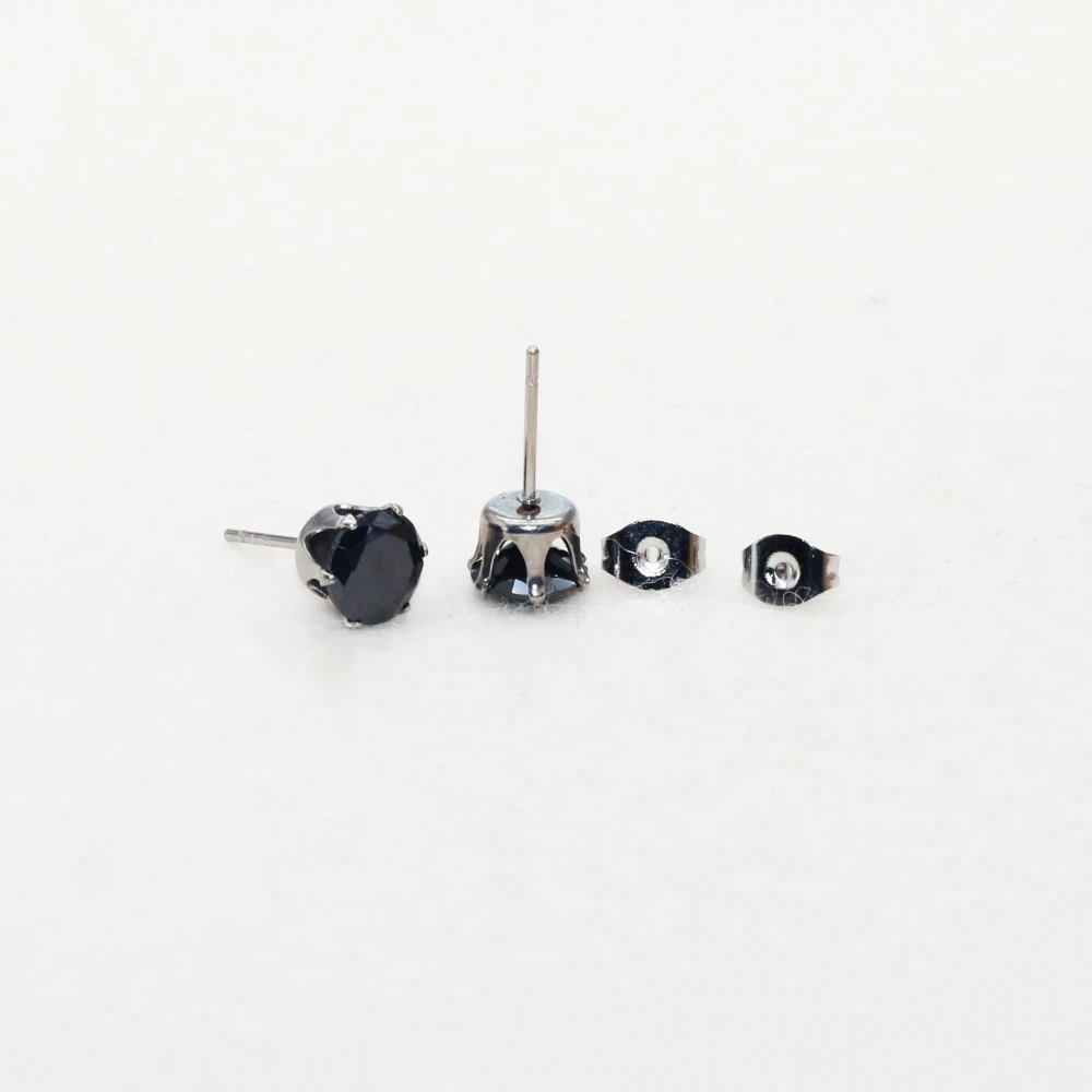 Edelstahl-Creolen mit 7 mm großen, bunten AAA-Zirkonia-Steinen, hypoallergener Schmuck, Geschenkidee. – Detail 7