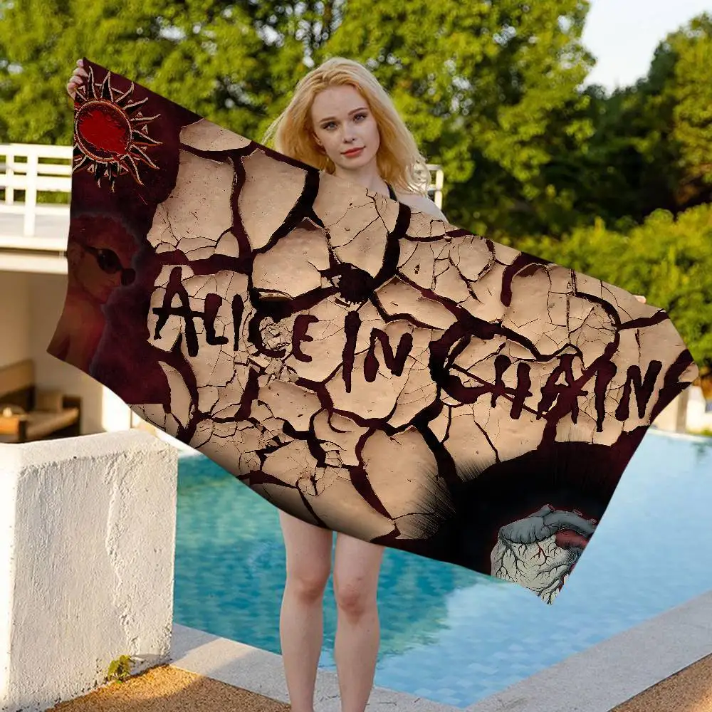 Grunge Band Alice in Chains Bath Towel Microfiber Soft Water Absorbing Breathable For Girl Kids Decorative Cartoon Beach Towel