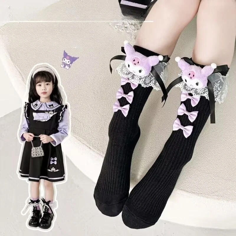 サンリオ ハローキティ マイメロディ クロミ ポムポムプリン アニメ二次元ロングソックス 女の子用 甘くて可愛いレースプリンセスソックス