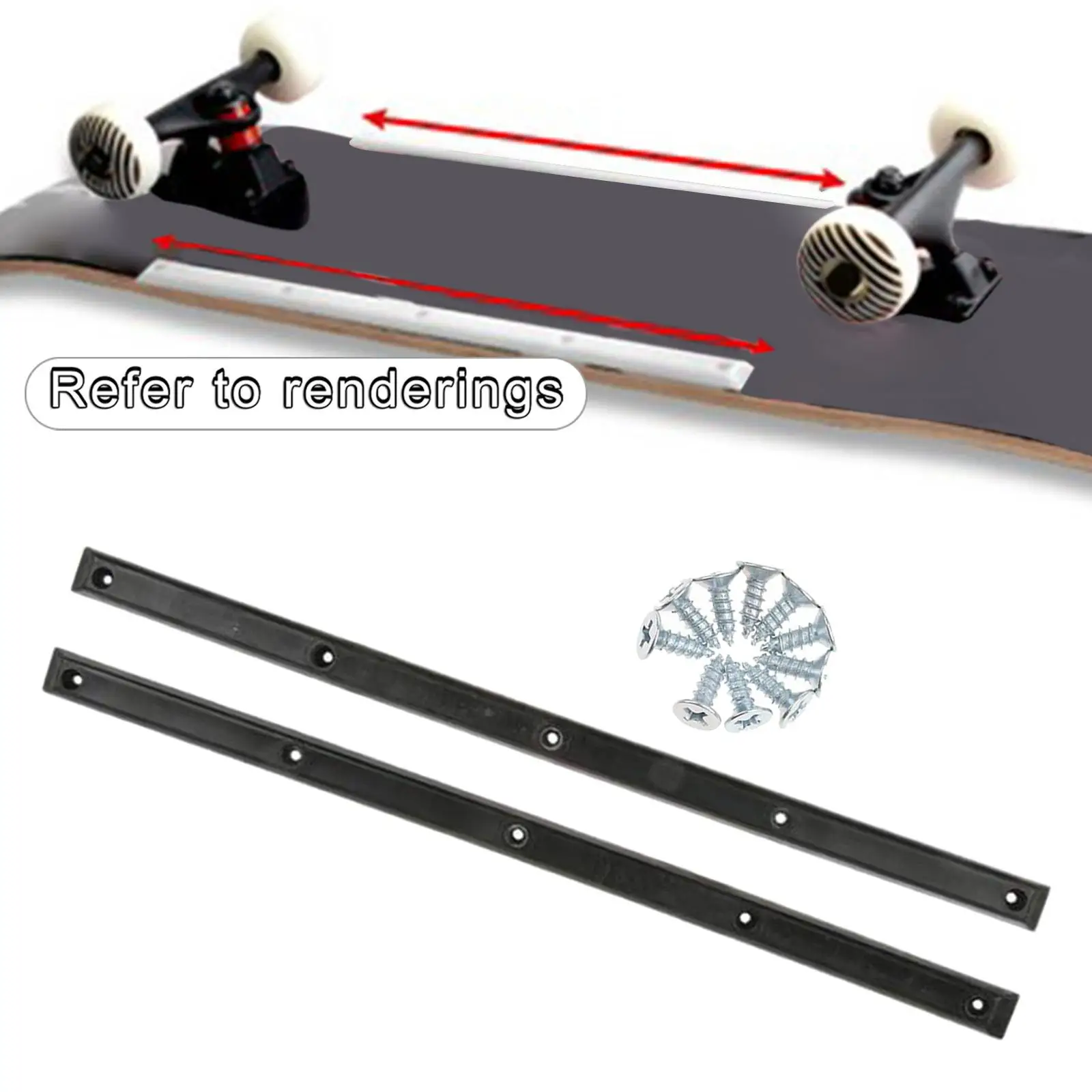 1 Pair Longboard Skateboard Rails with Mounting Screws Set Accessories Reduce Friction