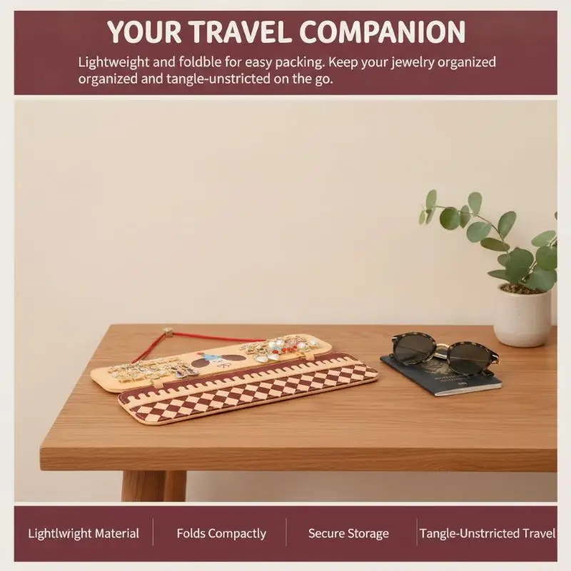 3-in-1 Hängender Schmuck-Organizer zur Wandmontage, Brillen-, Ohrring- und Halsketten-Aufbewahrungstasche, tragbarer Aufbewahrungsbeutel für Zuhause und Reisen – Detail 6