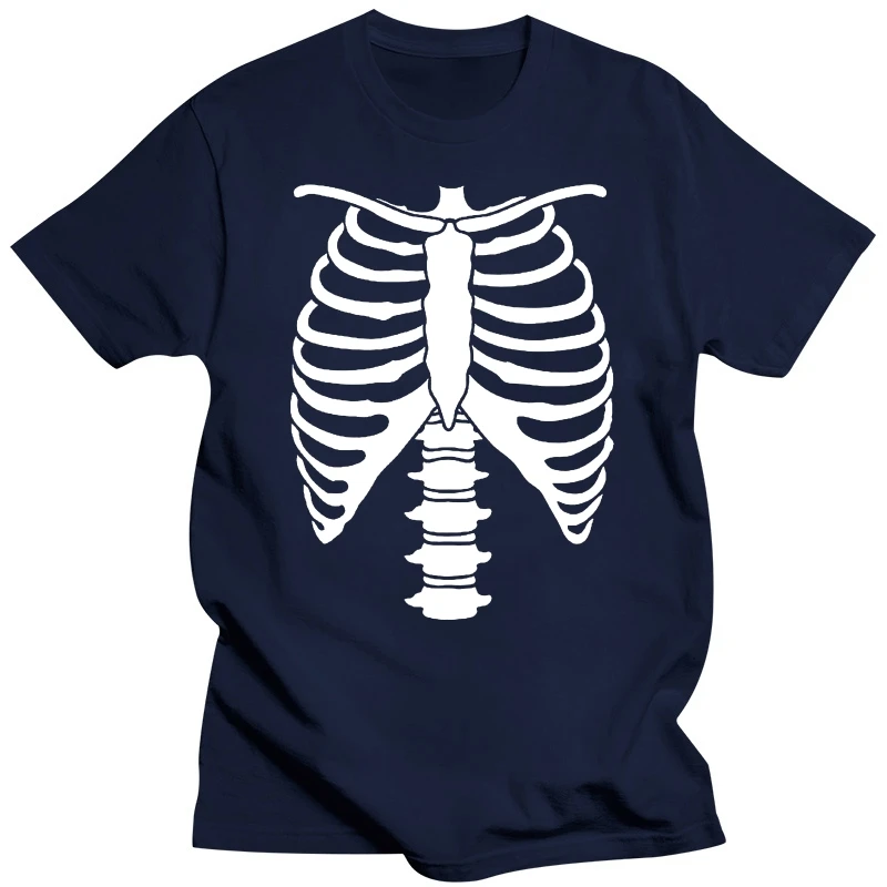 Skeleton Men Clothing Funny Rib Cage Costume Adult Cool Halloween Shirts for Male Skull Print Graphic Tee Tops Gothic Style