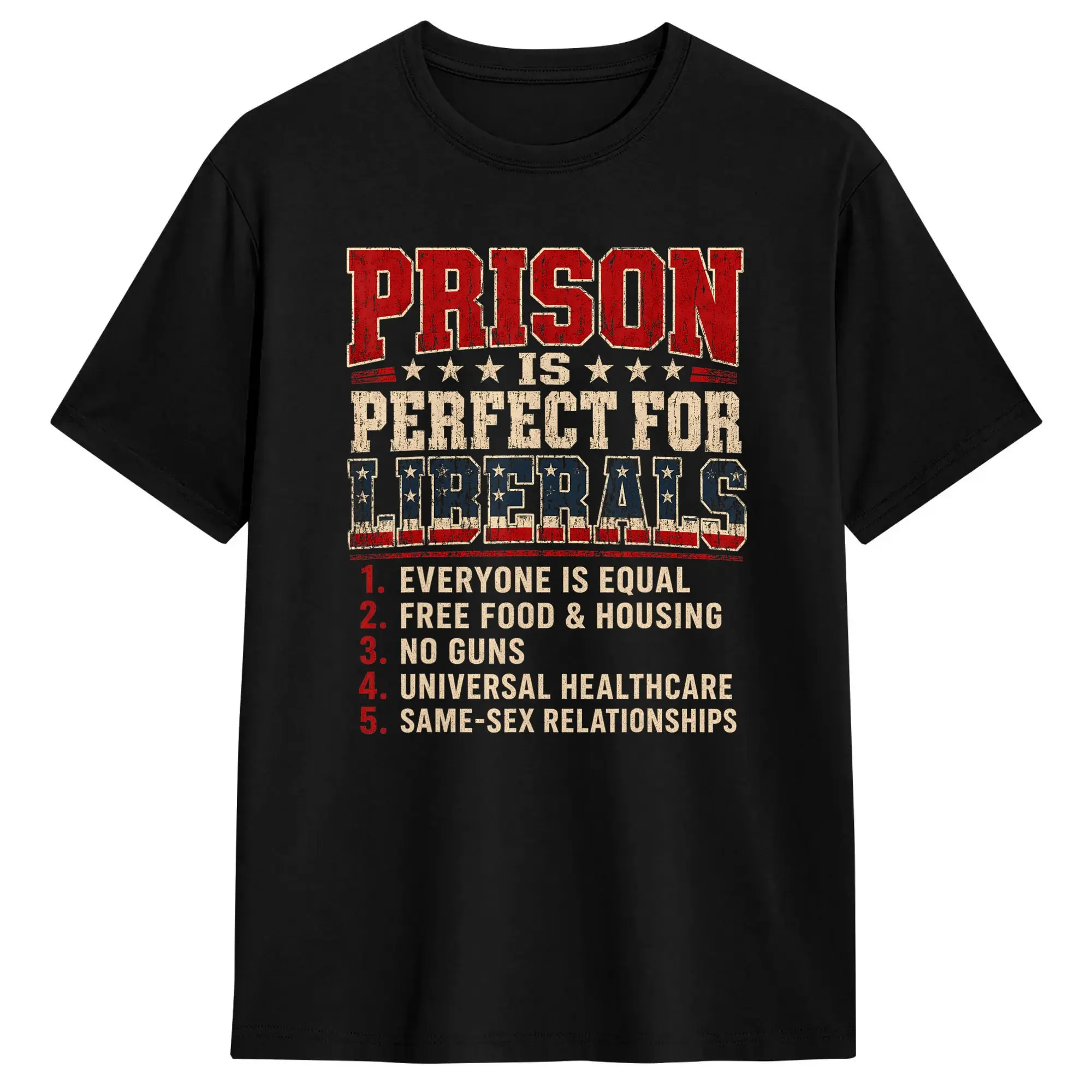 Prison is Perfect for Liberals T Shirt Men  Y2K Fun T Shirts Summer Crewneck Trendy Cool Tees Design Plus Size Tops