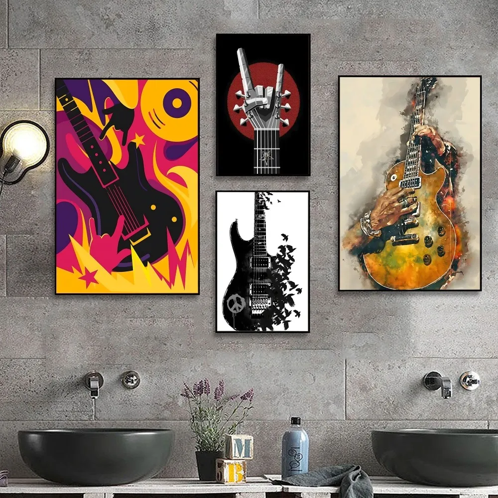 

Guitar Poster Posters Kraft Paper Vintage Poster Wall Art Painting Study Aesthetic Art Small Size Wall Stickers