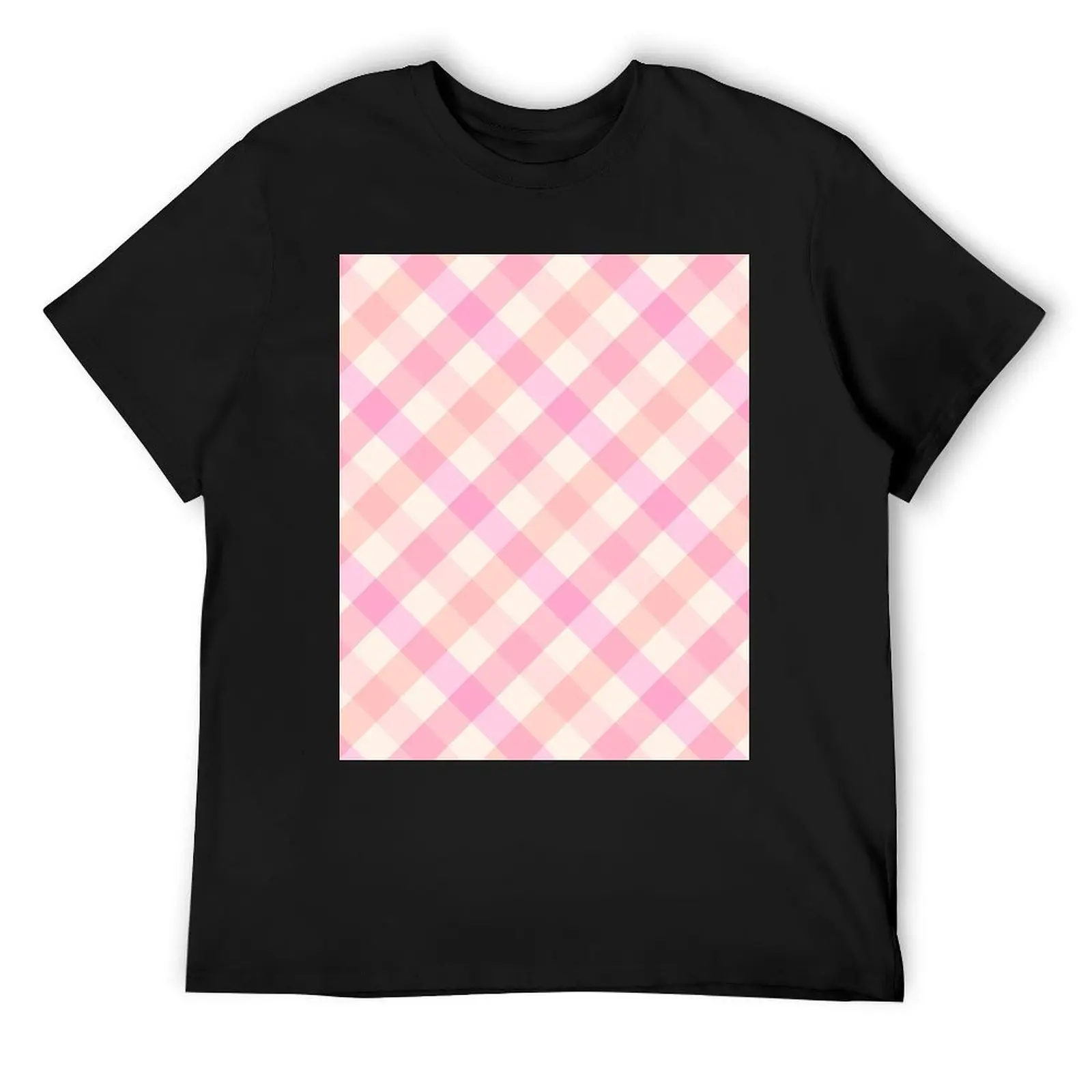 Light Pink Gingham Plaid T-Shirt plus sizes anime t shirts customs design your own mens graphic t-shirts big and tall