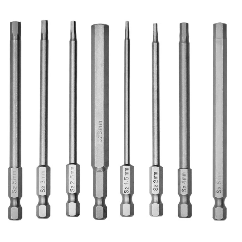 8/10 ชิ้นโลหะผสมเหล็กแม่เหล็กหัวหกเหลี่ยม ไขควง บิต 1.5-H12 1/4 นิ้ว บิต