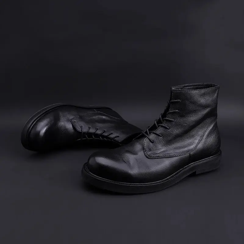

Trendy Men's Boots High Top Thick Bottom Inner Heightening Workwear Motorcycle Short Boots Casual British Style
