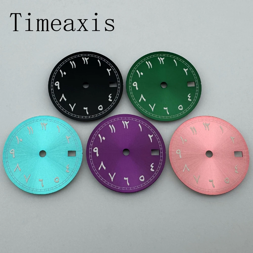 29mm Sterile Dial Fit NH35 Movement Fit 3/3.8 O'clock Crown Pink Black Green Blue Purple Watch Parts