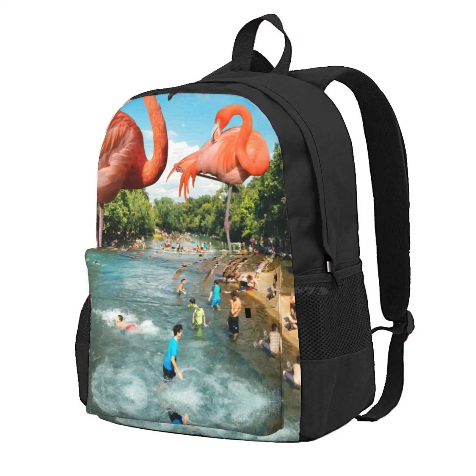 Flamingo Shore Hot Sale Schoolbag Backpack Fashion Bags Flamingoes Summer Holidays River Beach Shore Coast Vacation Swimmers